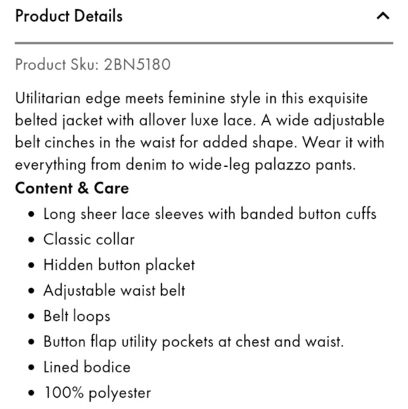 Boston Proper Lace Belted Utility Jacket - Picture 5 of 7